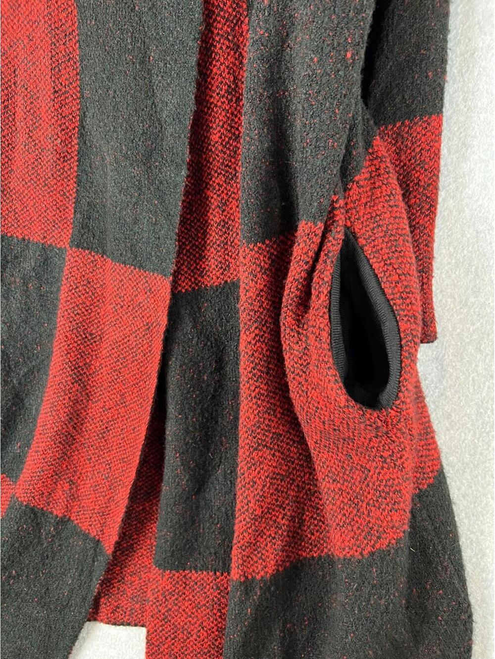 Checkered Trench Long Cardigan Knitted Sweater Womens M Classic Colorblock - Picture 6 of 12